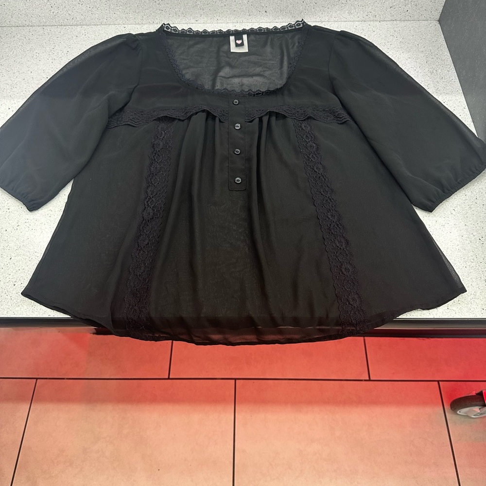 Love Squared Black Lace Detail Blouse